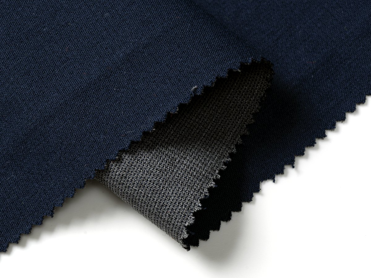 Blue performance fabric detail for utility textile development