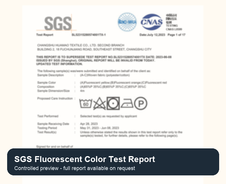 SGS fluorescent color test report preview