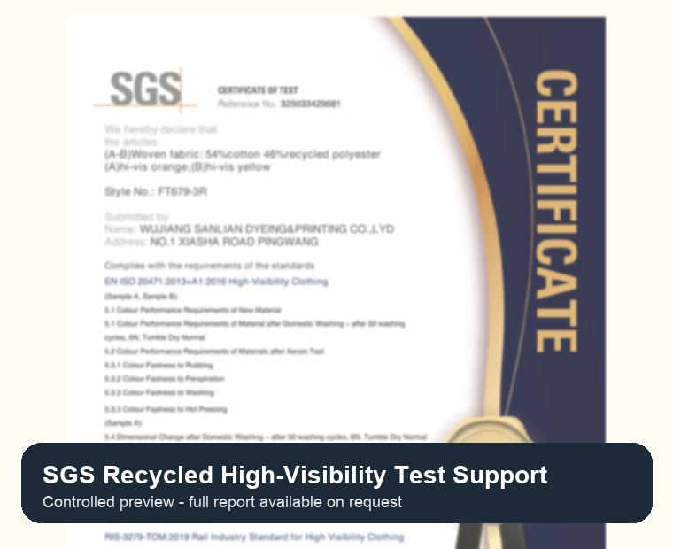 SGS recycled high-visibility test support preview