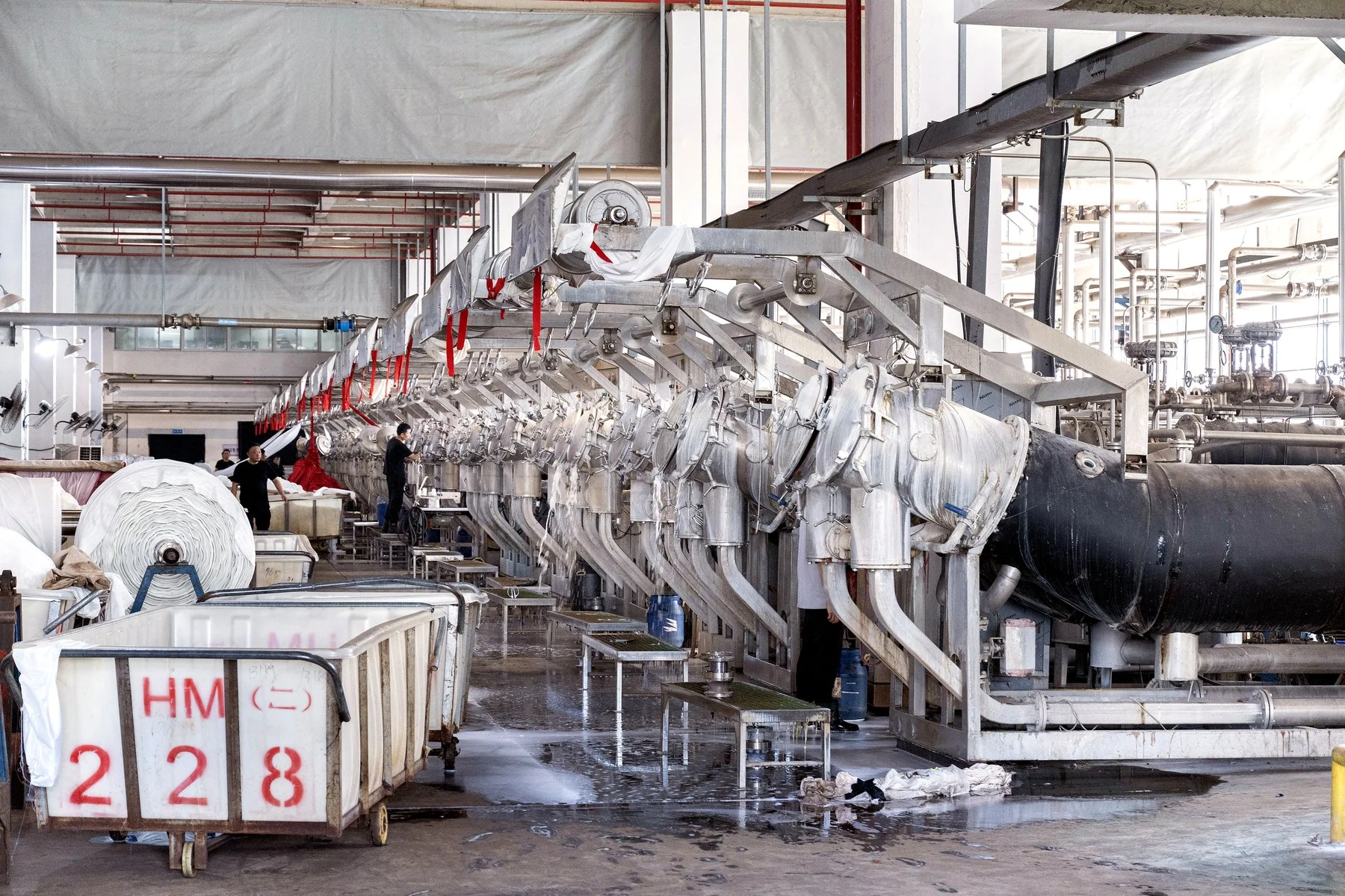 Changshu Huamao Textile dyeing and finishing production floor with textile processing equipment