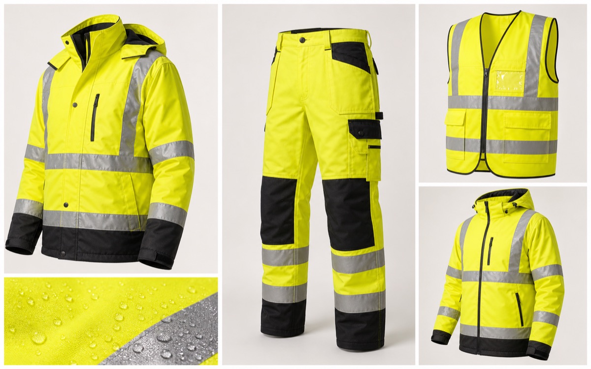 High visibility yellow finished workwear garment styles for application review