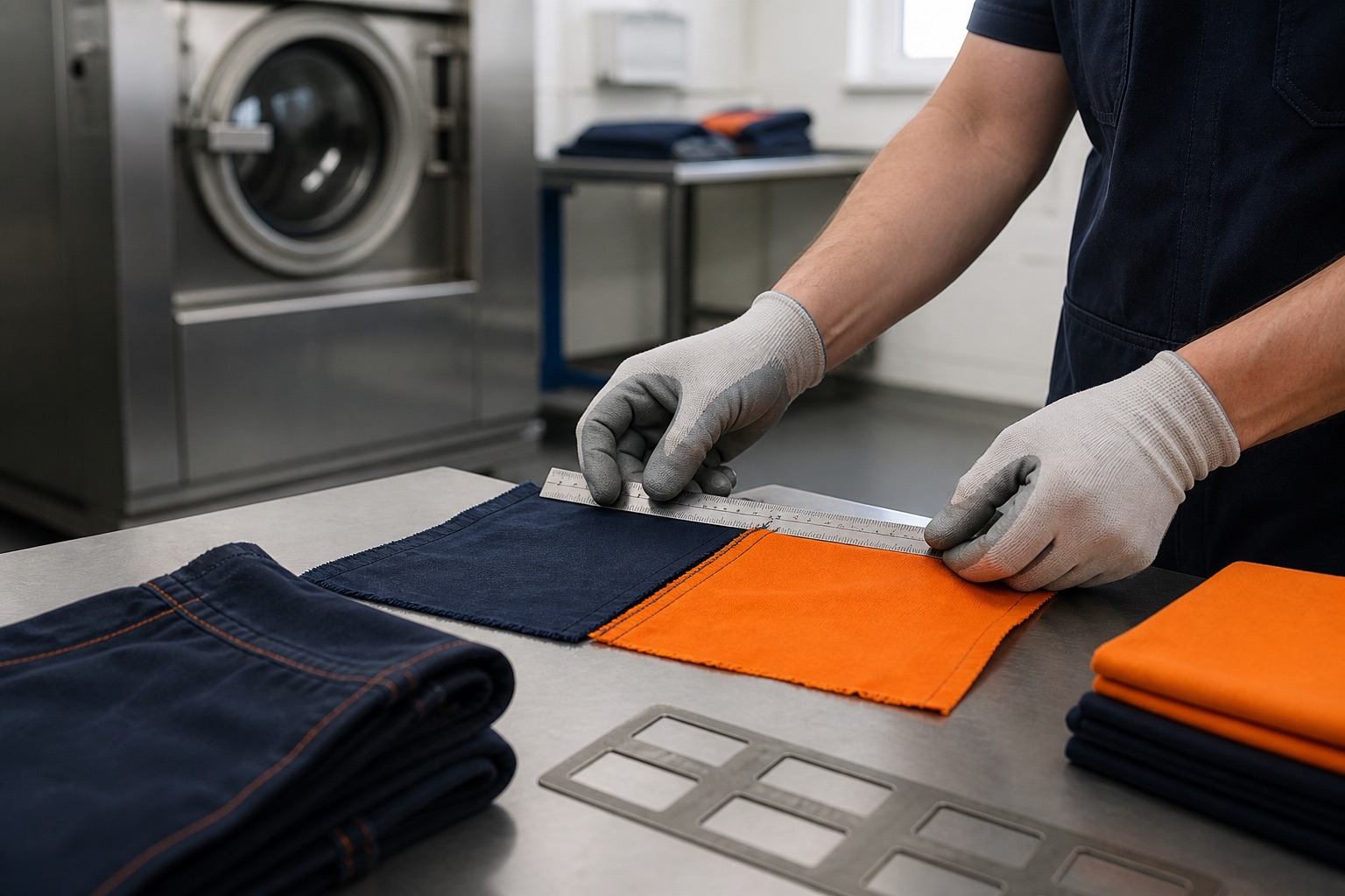 工业洗涤后面料评审场景示意图