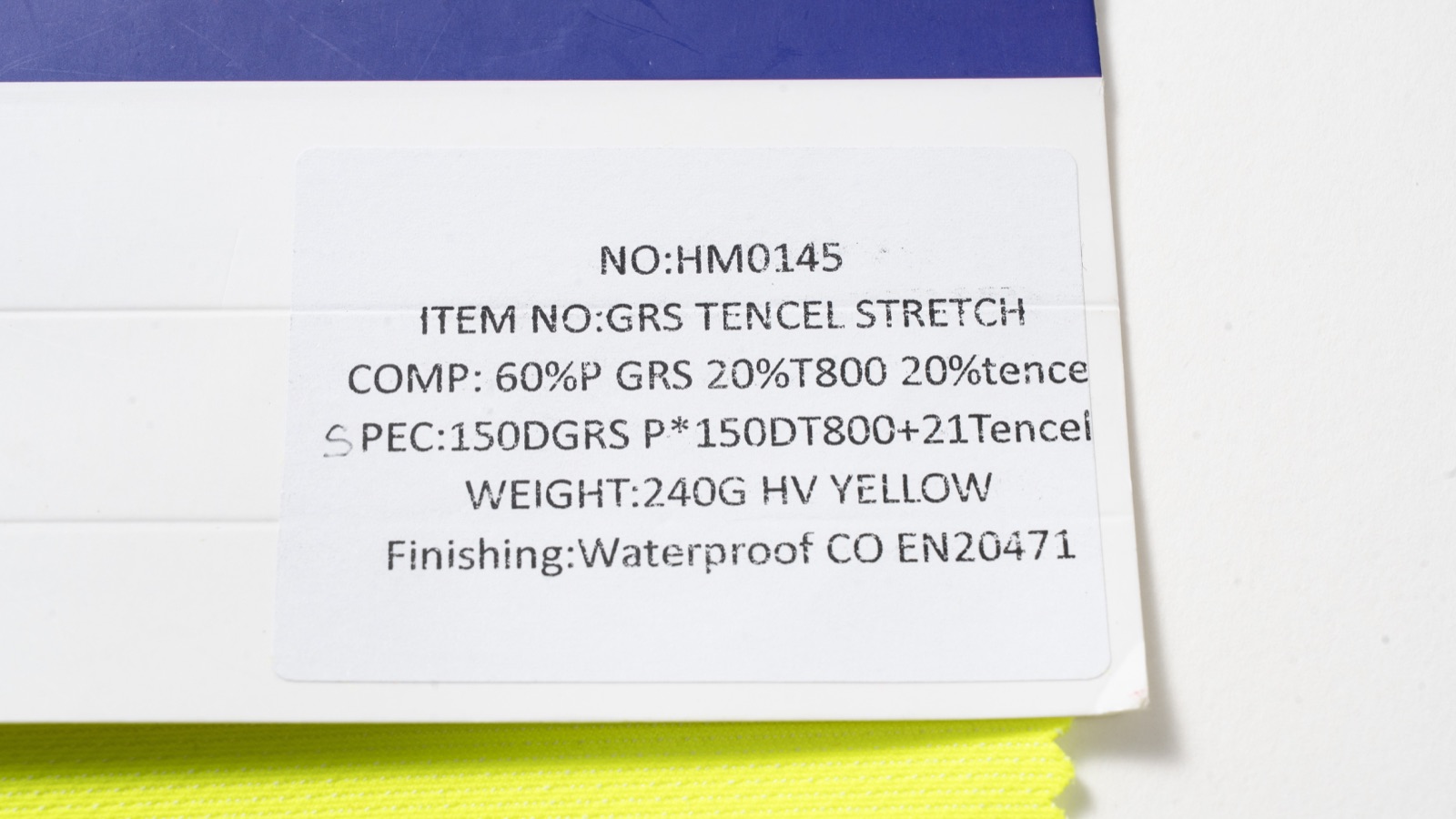 HM0145 GRS Tencel stretch high-visibility fabric product card