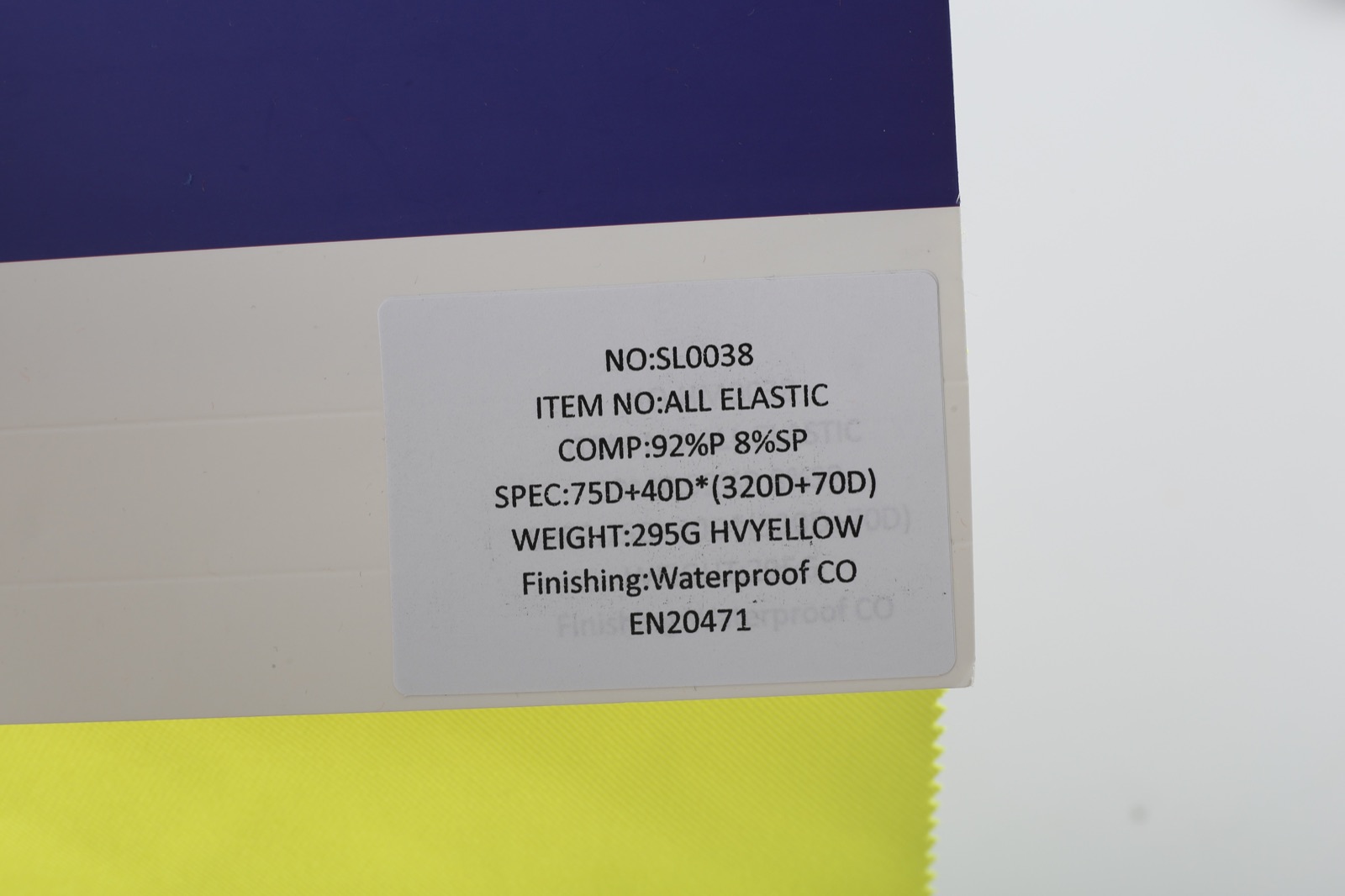 HM038 high visibility yellow stretch fabric product card
