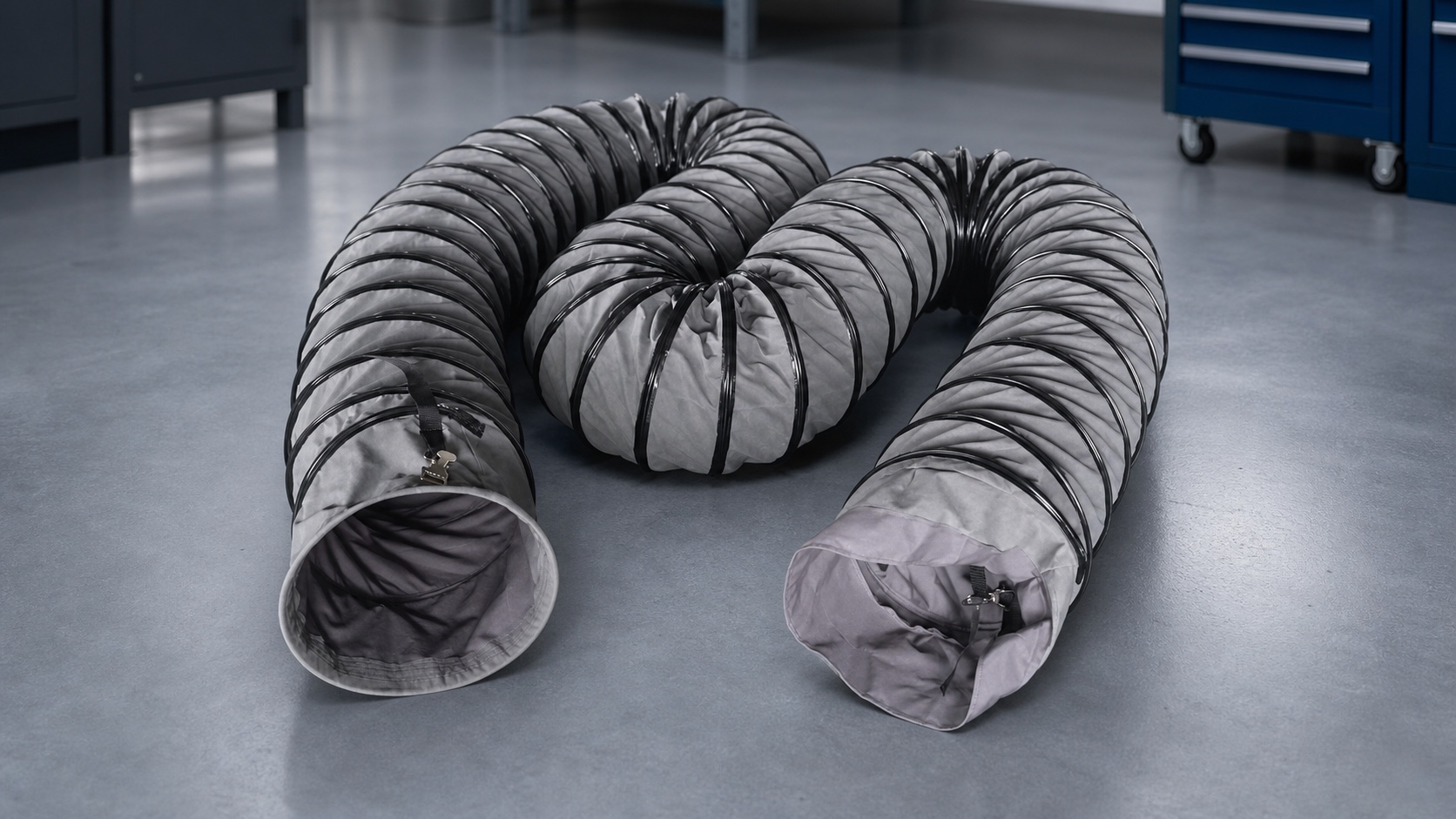 Grey industrial flexible ventilation duct
